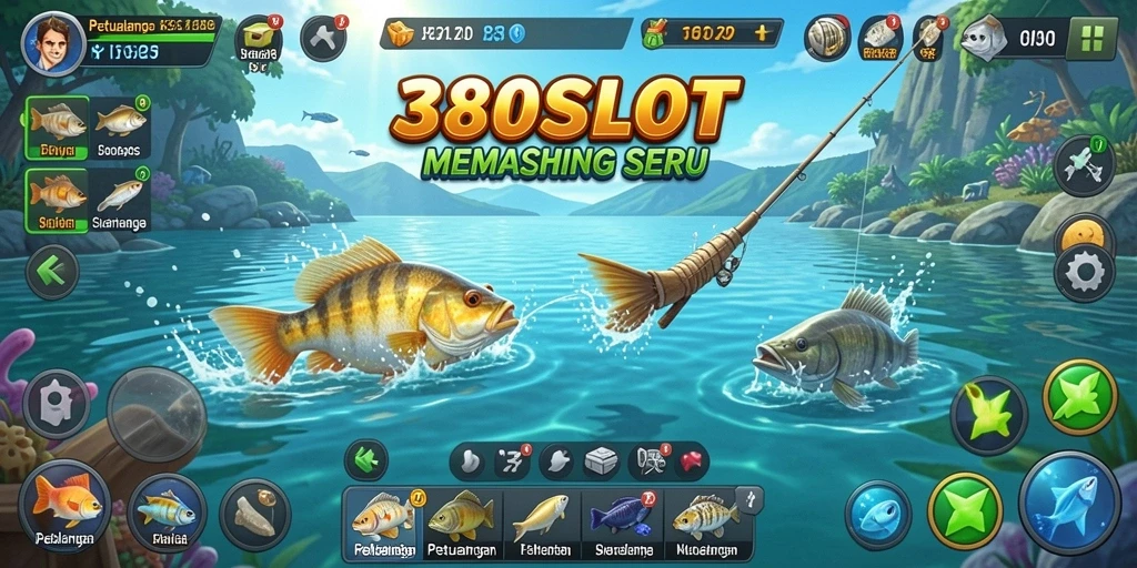 Tampilan gameplay 380SLOT yang menampilkan serunya menangkap ikan.