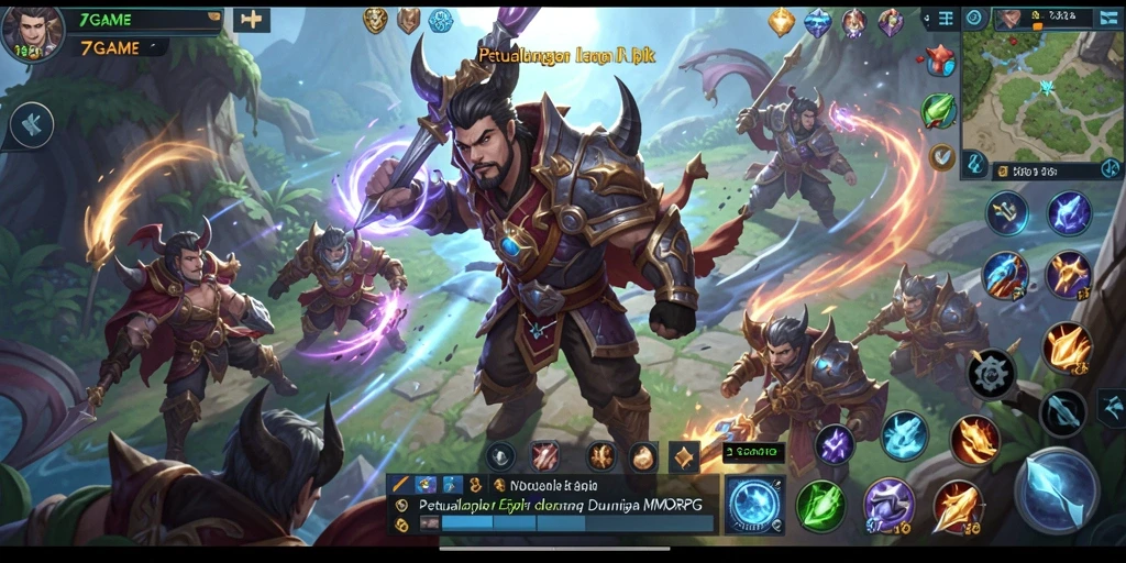 Screenshot gameplay 7GAME yang menampilkan pertarungan seru di dunia MMORPG.