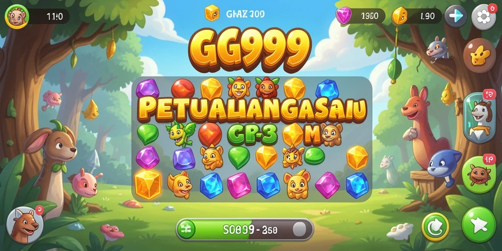 Menampilkan gameplay seru di GG999 dengan tantangan Match-3.