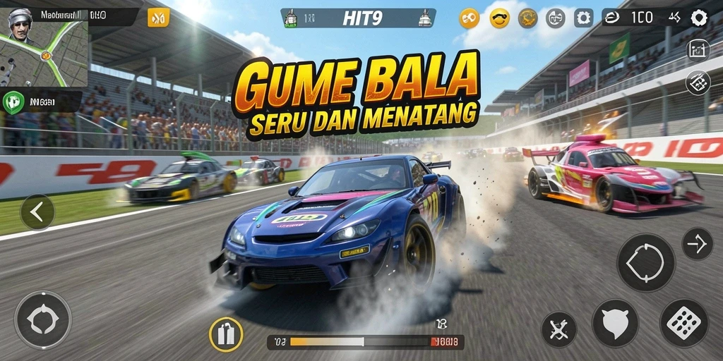 Tampilan gameplay seru dari HIT9, balapan penuh adrenalin.