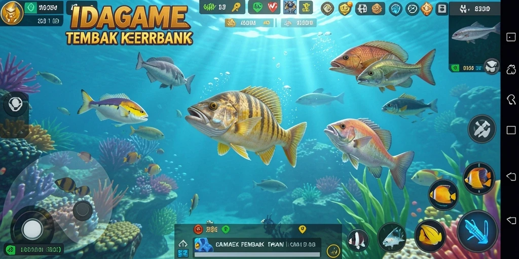 Tampilan gameplay seru di IDAGAME saat menembak ikan.