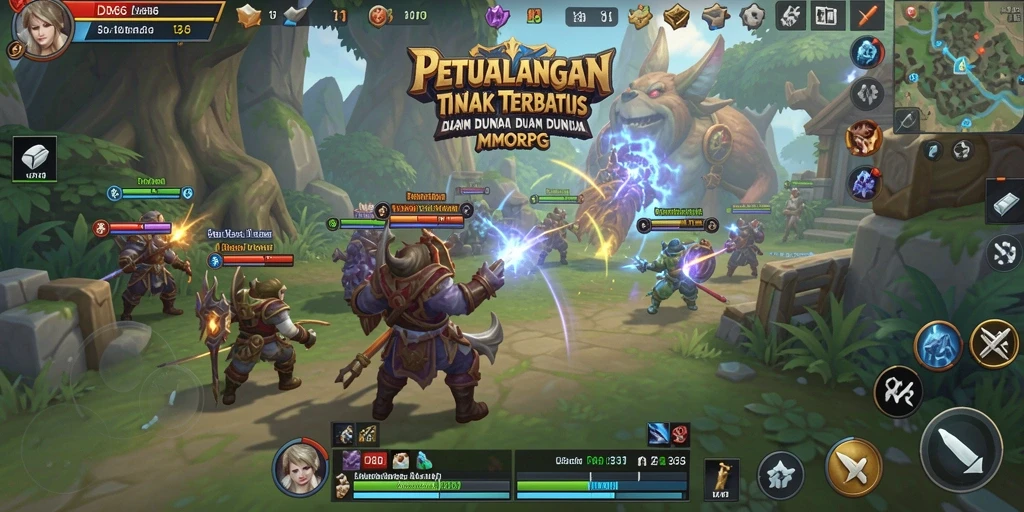 Tampilan utama gameplay IDX66 dengan pertempuran seru di dunia MMORPG.