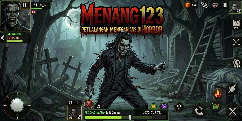 Screenshot MENANG123 menampilkan suasana gameplay yang menakutkan dan mencekam.