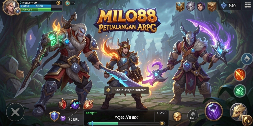 Gambar gameplay <strong>MILO88</strong> yang menunjukkan pertarungan epik dan eksplorasi dunia.