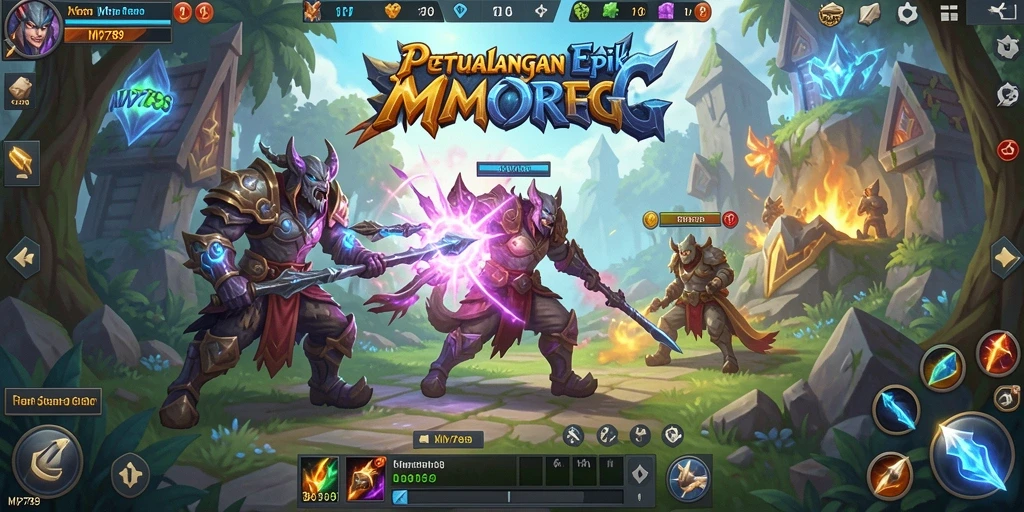Tangkapan layar gameplay menampilkan aksi seru di dunia MMORPG.