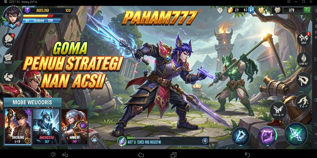 Tampilan gameplay menegangkan di arena MOBA PAHAM777.
