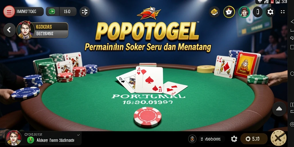 Screenshot dari permainan Poker yang menampilkan suasana pertandingan.