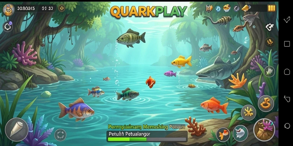 Tangkapan besar dalam QUARKPLAY, menunjukkan pengalaman memancing yang seru.