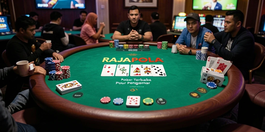 Tampilan grafis gameplay RAJAPOLA dengan suasana permainan poker yang menarik.