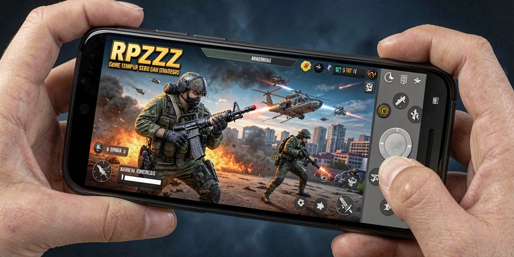 Screenshot gameplay RPZZZ menampilkan aksi tembak-menembak yang intens.