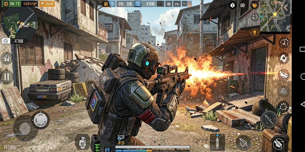 Screenshot gameplay X168 yang intens dan mendebarkan.